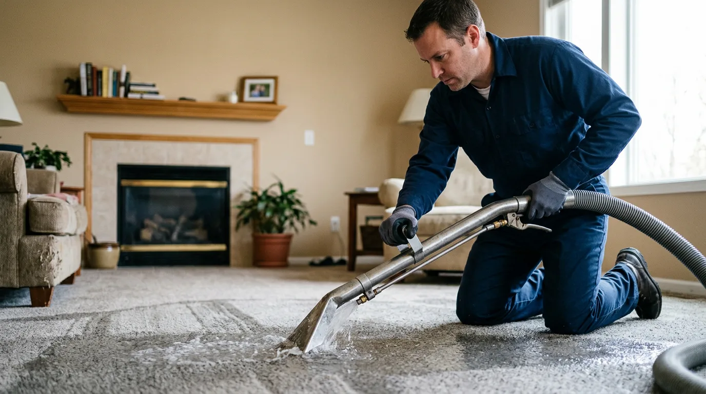 Water damage restoration technician working near Easton, PA